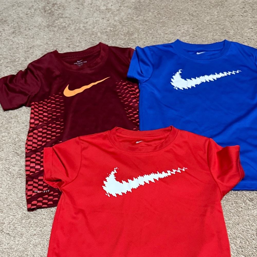 Nike Kids Short Sleeve Tees - Red, Blue, Maroon with Swoosh